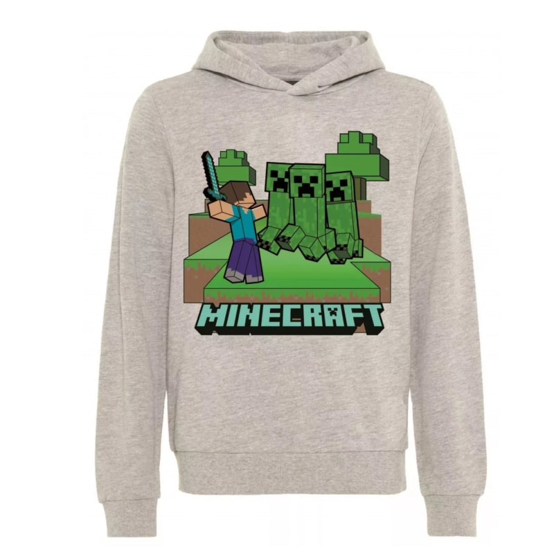 Minecraft Gamer Kinder Jungen Hoodie Kapuzen Pullover - WS-Trend.de Gr.140 Grau