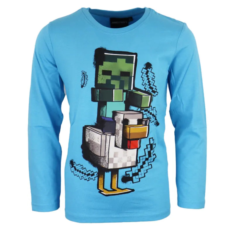 Minecraft Zombie Hühnchen Gamer Kinder langarm Shirt - WS-Trend.de Gr. 116-152 Baumwolle