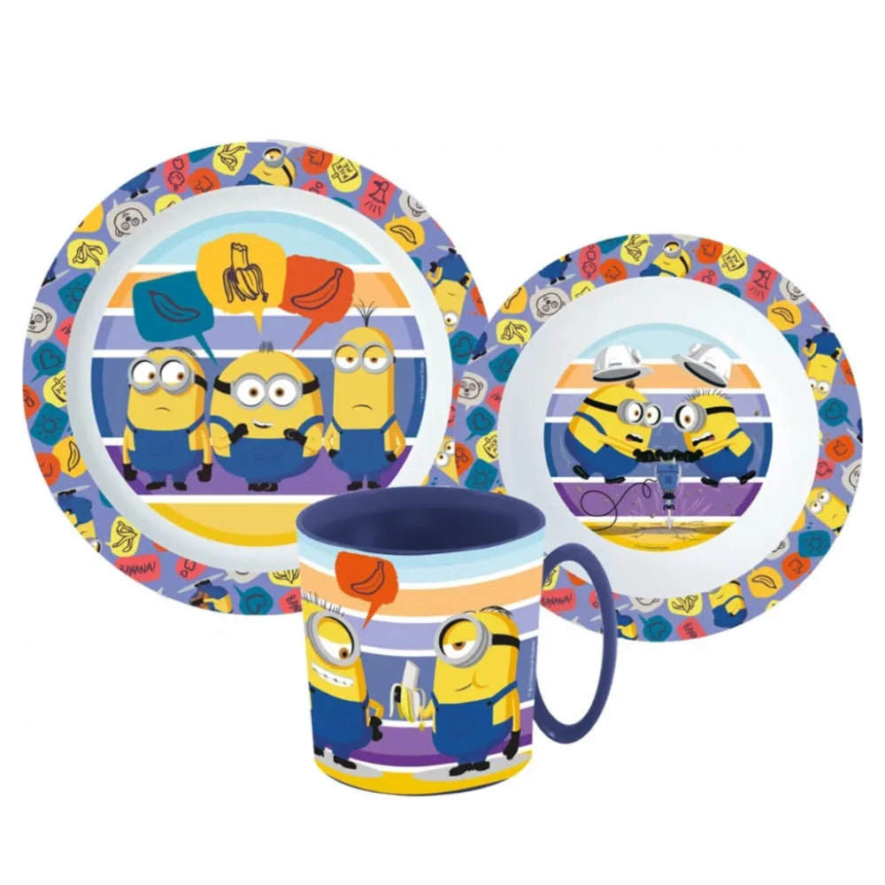 Die Minions Kinder Geschirr-Set 3 teilig Becher Teller Schüssel - WS-Trend.de