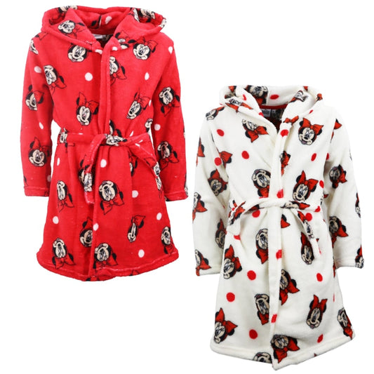 Disney Minnie Maus Kinder Mädchen Fleece Bademantel mit Kapuze - WS-Trend.de Gr. 98 - 128
