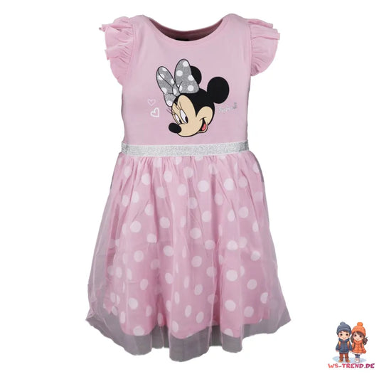 Disney Minnie Maus Kinder langarm Kleid - WS-Trend.de Glitzer Blau Rosa 92 bis 128 Baumwolle