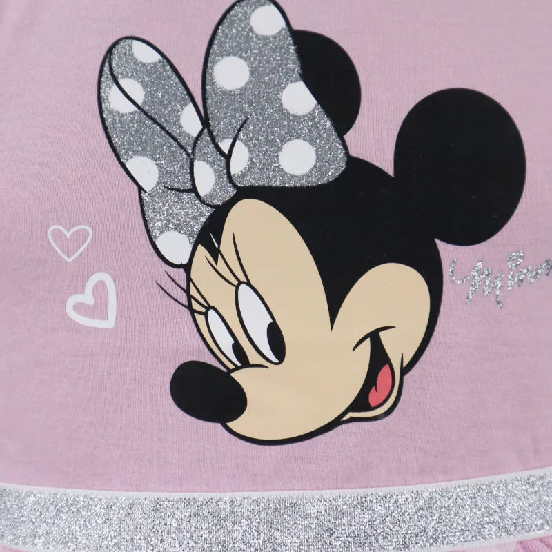 Disney Minnie Maus Kinder langarm Kleid - WS-Trend.de Glitzer Blau Rosa 92 bis 128 Baumwolle
