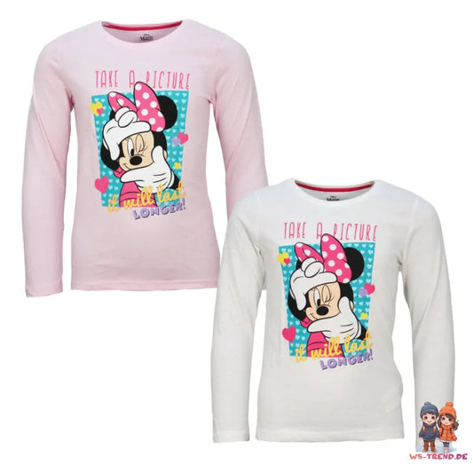 Disney Minnie Maus Kinder Mädchen langarm T-Shirt - WS-Trend.de 98 bis 128 - 100% Baumwolle