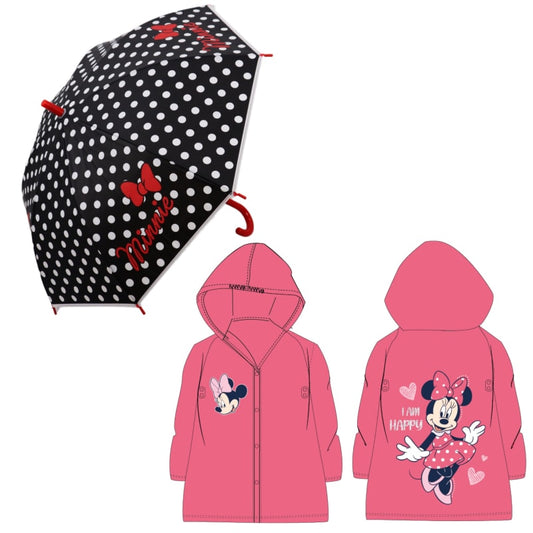 Disney Minnie Maus Kinder Regenschirm Schirm plus Regenponcho - WS-Trend.de D 80 cm