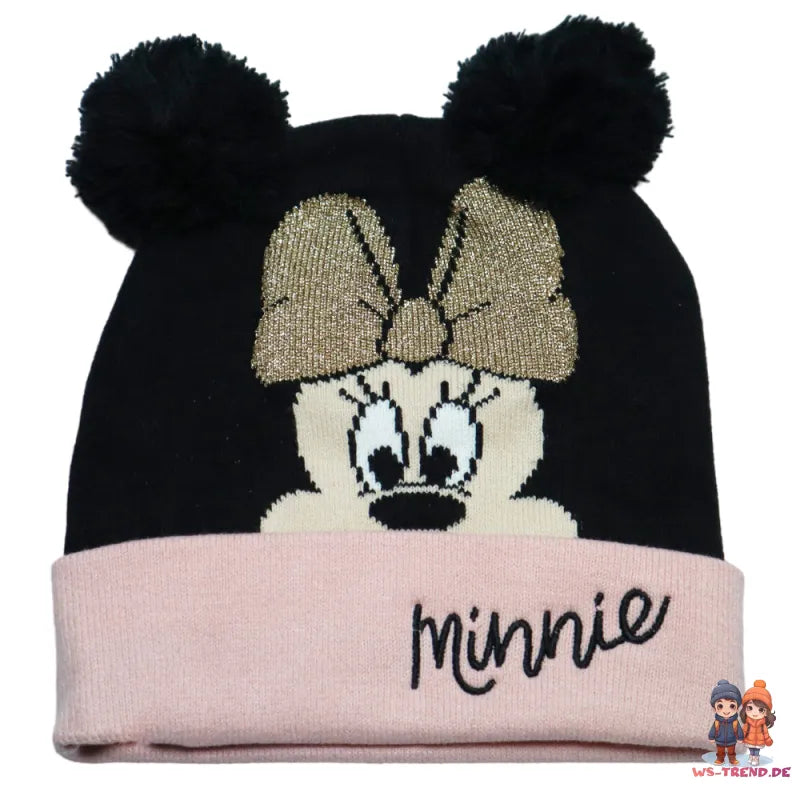 Disney Minnie Maus Kinder Winter Bommel Mütze plus Handschuhe - WS-Trend.de 52 54