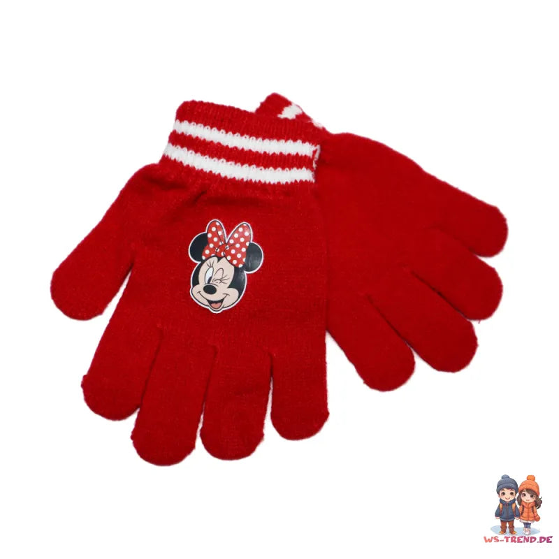 Disney Minnie Maus Kinder Winter Bommel Mütze plus Handschuhe - WS-Trend.de 52 54