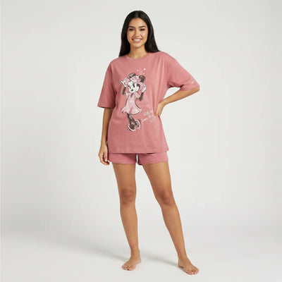 Disney Minnie Maus Damen kurzarm Schlafshirt 100% Baumwolle - Ansicht 2