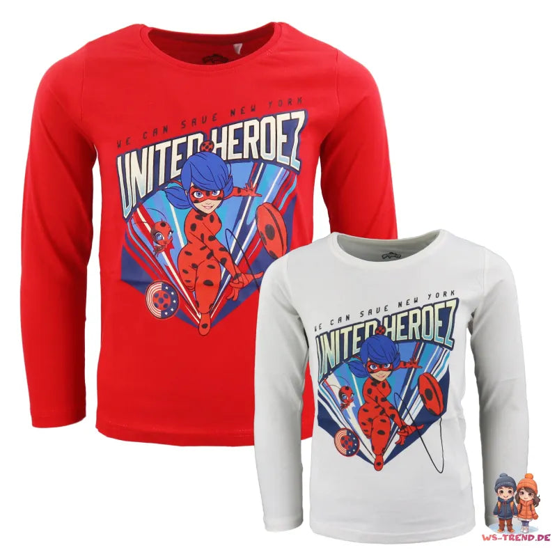 Miraculous Ladybug Tikki Langarmshirt - WS-Trend.de United Heroez Mädchen Kinder Langarm Shirt - 116-146