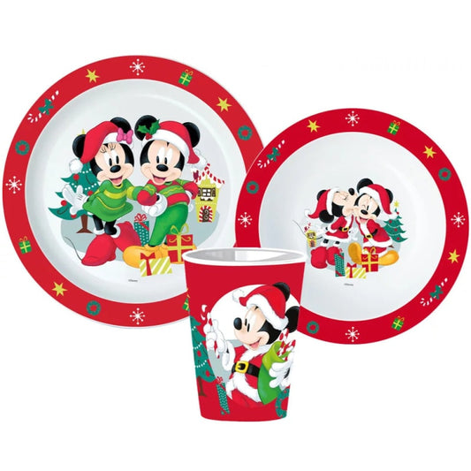 Disney Minnie Mickey Mouse Weihnachten Geschirr-Set 3tlg Becher Teller Schüssel - WS-Trend.de