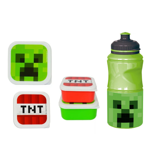 Minecraft Gamer3 tlg. Set 2x Snackboxen Creeper und TNT plus Trinkflasche