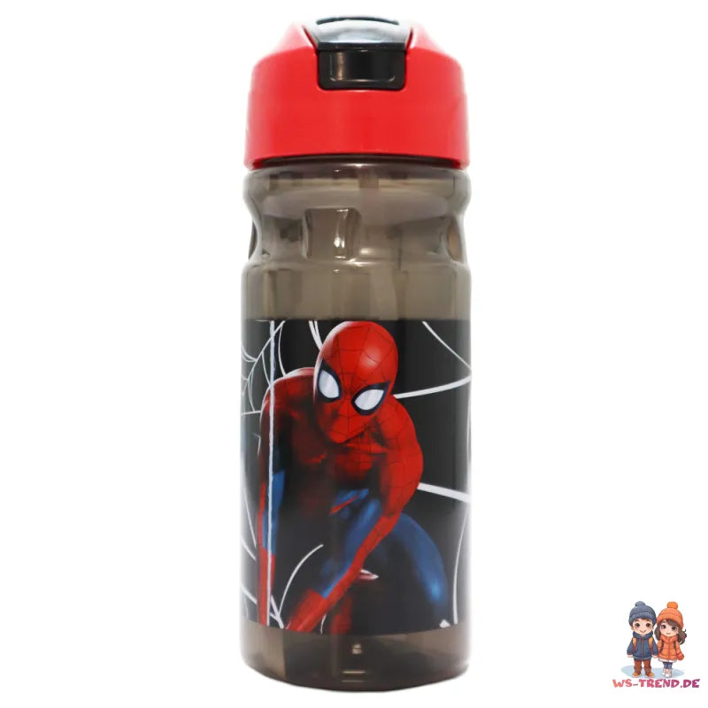Marvel Spiderman Wasserflasche Trinkflasche Flasche mit Trinkhalm Griff 500 ml - WS-Trend.de