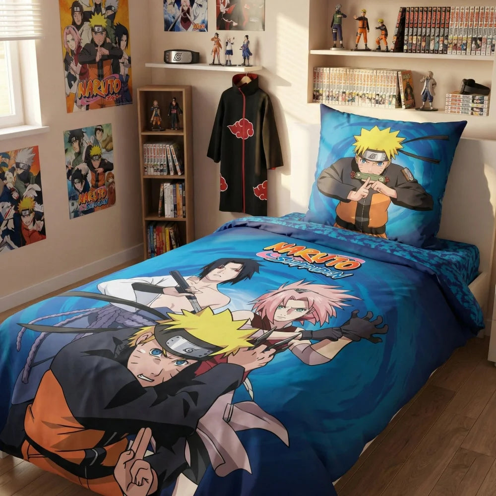 Naruto Shippuden Kinder Bettwäsche Set - WS-Trend.de Mikrofaser 2tlg 135/140x200 63x63 cm