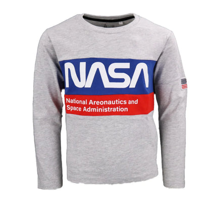 NASA Space Center Kinder langarm T-Shirt Jungen - WS-Trend.de 134-164 Baumwolle Schwarz Grau