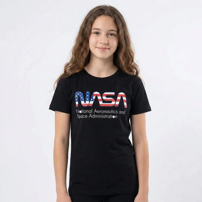 NASA Space Center Kinder Unisex T-Shirt - WS-Trend.de Jungen 134-164 Baumwolle Schwarz Weiß