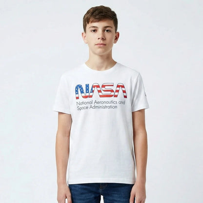 NASA Space Center Kinder Unisex T-Shirt - WS-Trend.de Jungen 134-164 Baumwolle Schwarz Weiß