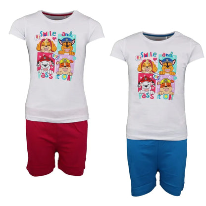 Paw Patrol Mädchen Kinder Schlafanzug Pyjama - WS-Trend.de Welpen kurzarm 98 -128 Baumwolle