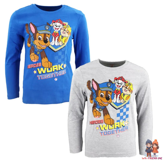 Paw Patrol Chase Marshall Rubble Kinder langarm Shirt - WS-Trend.de Jungen Langarmshirt 98-128 Baumwolle