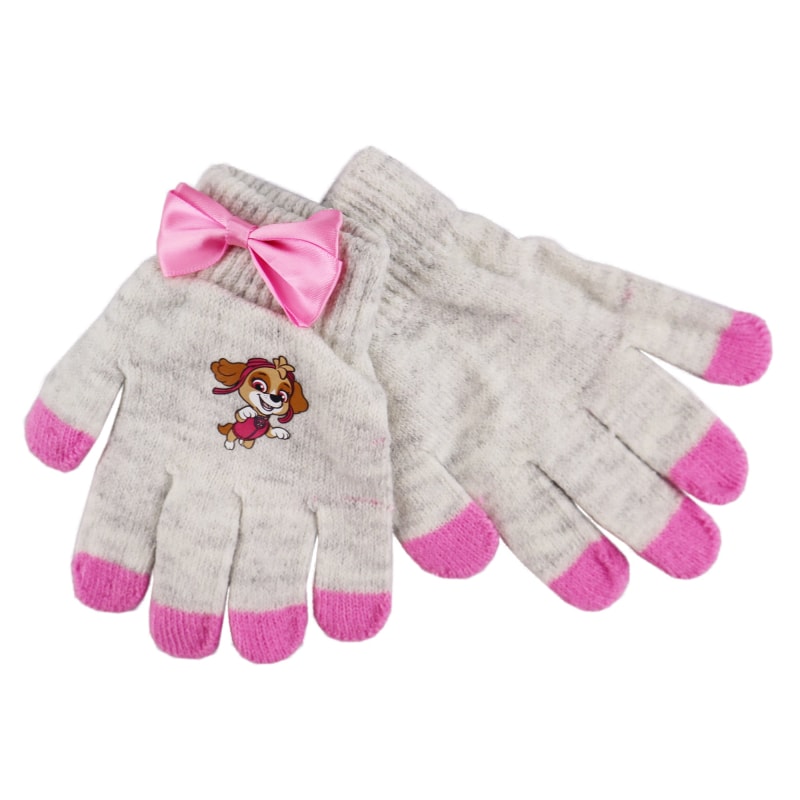 Paw Patrol Skye Kinder Winter Bommel Mütze mit Perlen plus Handschuhe - WS-Trend.de 52 54 Rosa