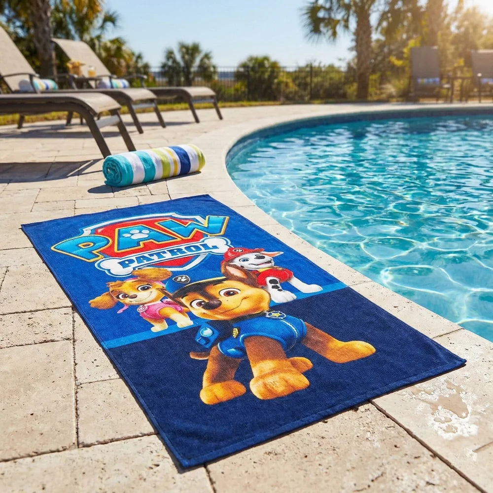 Paw Patrol Chase Rubble Jungen Mikrofaser Strandtuch Badetuch 70x140 cm - WS-Trend.de