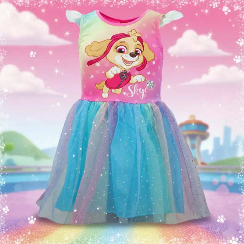 Paw Patrol Skye Regenbogen Mädchen Kinder Tüllkleid Kleid - WS-Trend.de Gr. 98-128