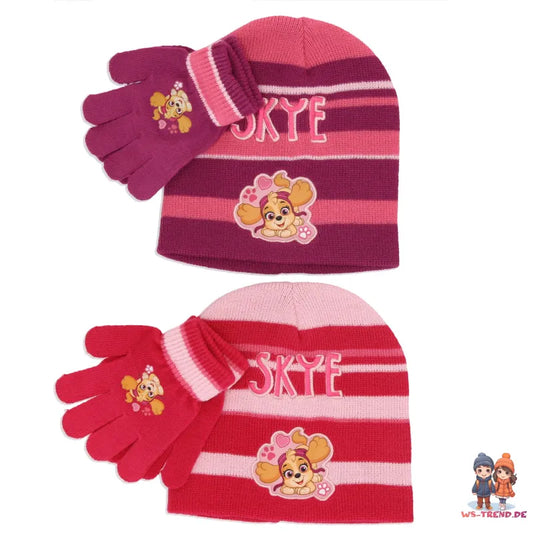 Paw Patrol Skye Kinder Wintermütze plus Handschuhe - WS-Trend.de 52 54 Rosa Blau