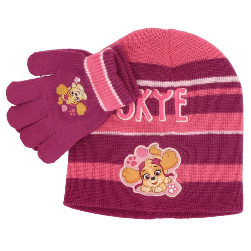 Paw Patrol Skye Kinder Wintermütze plus Handschuhe - WS-Trend.de 52 54 Rosa Blau