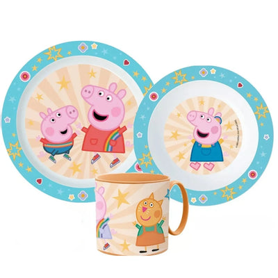 Peppa Wutz Kinder Geschirr-Set 3 teilig Becher Teller Schüssel - WS-Trend.de