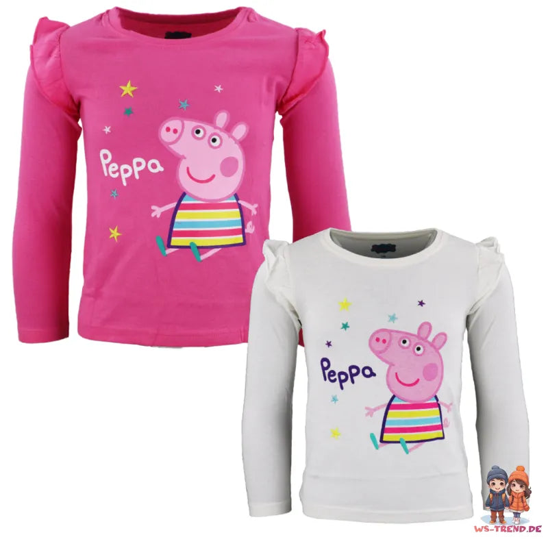 PEPPA Wutz Pig Kinder T-Shirt langarm für Mädchen - WS-Trend.de George Dino Langarmshirt Jungen 92-122 Rot Grau