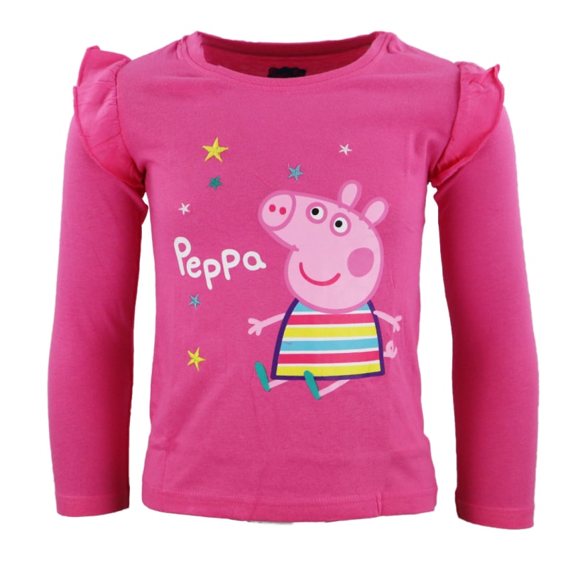 PEPPA Wutz Pig Kinder T-Shirt langarm für Mädchen - WS-Trend.de George Dino Langarmshirt Jungen 92-122 Rot Grau