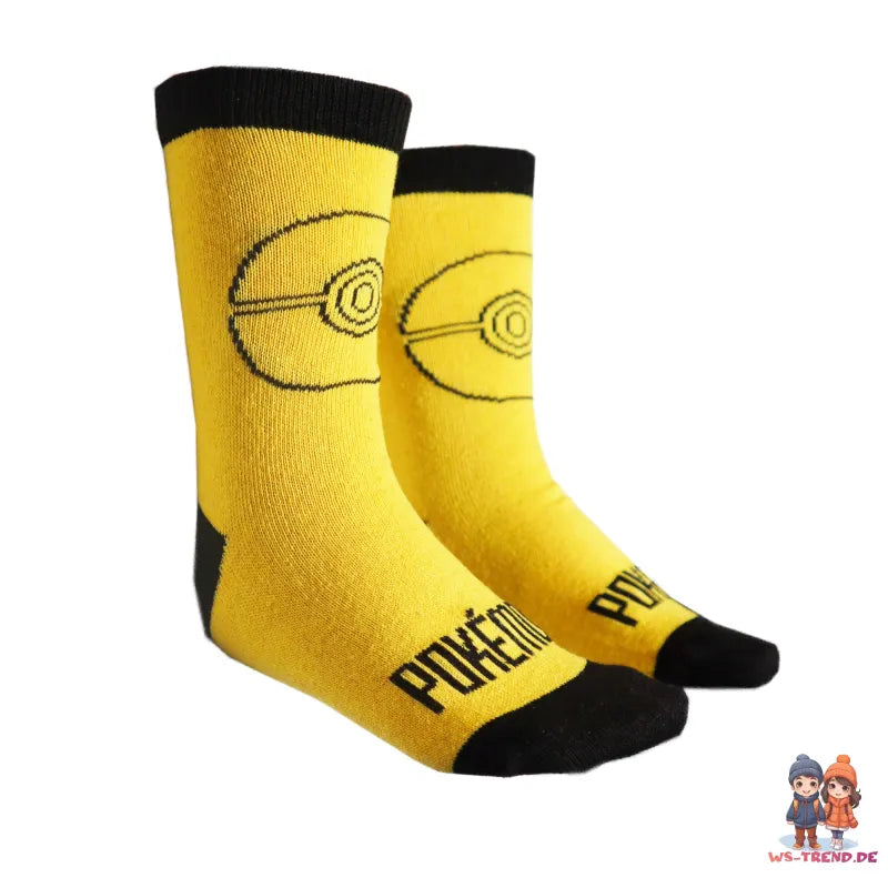 Pokemon Pikachu Kinder Jungen lange Socken 3er Pack Gr. 23 bis 34 - WS-Trend.de