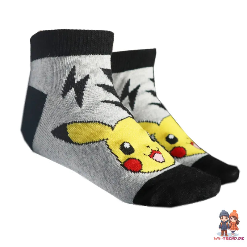 Pokemon Pikachu Evoli Shiggy Kinder Jungen kurze Socken 3er Pack Gr. 23 bis 34 - WS-Trend.de