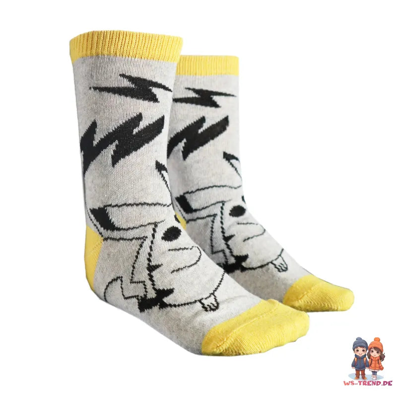 Pokemon Pikachu Kinder Jungen lange Socken 3er Pack Gr. 23 bis 34 - WS-Trend.de