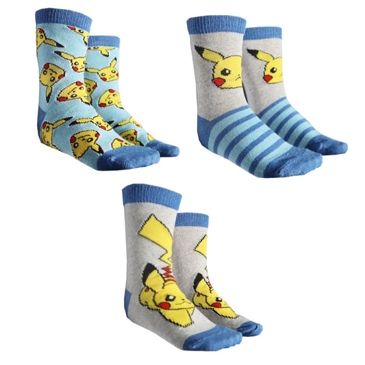 Pokemon Pikachu Kinder Jungen lange Socken 3er Pack Gr. 23 bis 34 - WS-Trend.de