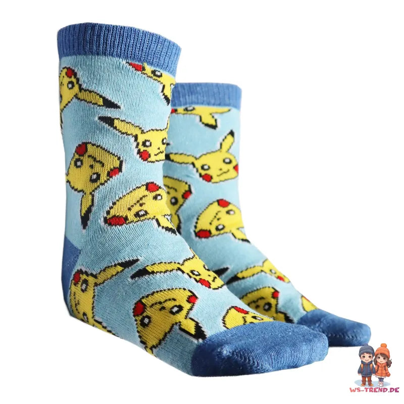 Pokemon Pikachu Kinder Jungen lange Socken 3er Pack Gr. 23 bis 34 - WS-Trend.de