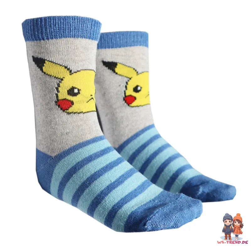 Pokemon Pikachu Kinder Jungen lange Socken 3er Pack Gr. 23 bis 34 - WS-Trend.de
