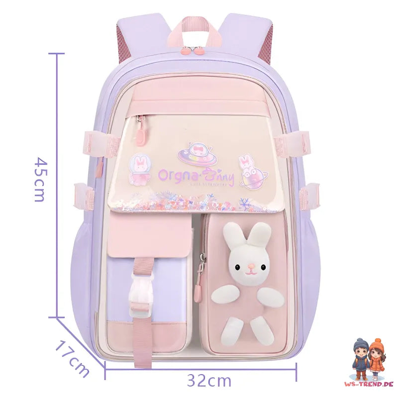 Häschen Hase Mädchen Rucksack Backpack Tasche Schultasche 45 x 32 17 cm - WS-Trend.de
