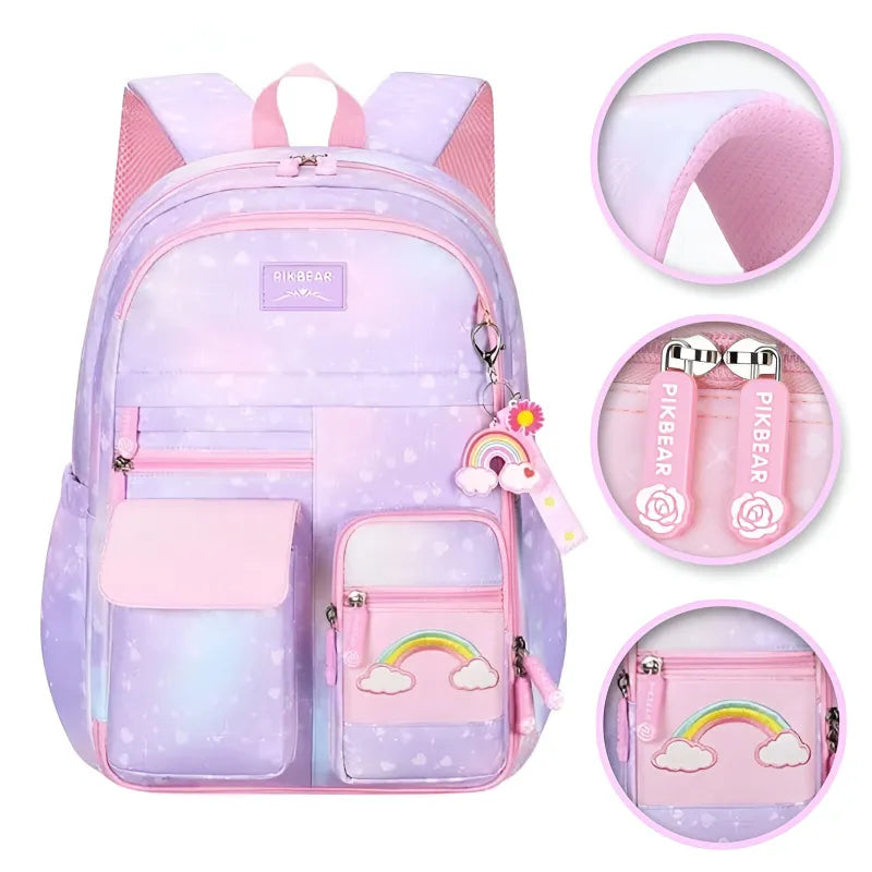 Regenbogen Rainbow Mädchen Rucksack Backpack Tasche Schultasche Lila - WS-Trend.de