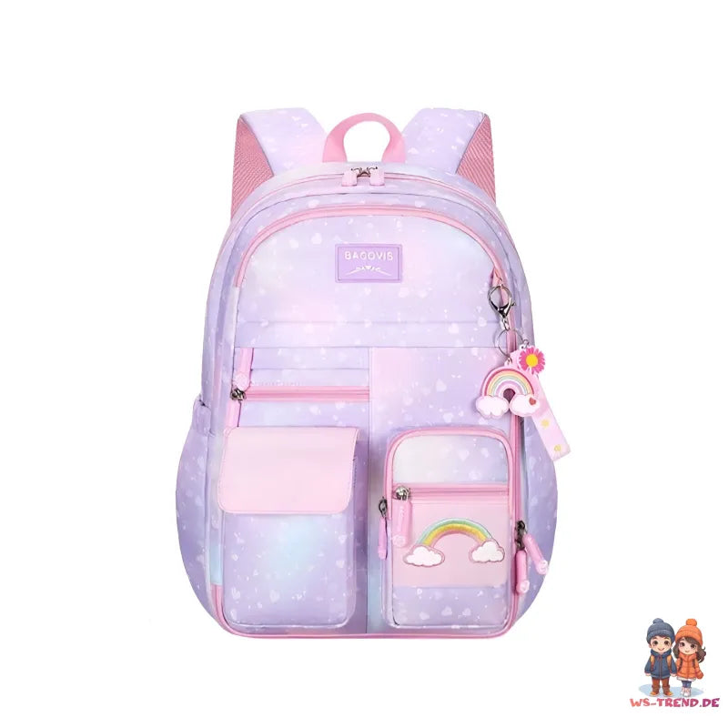 Regenbogen Rainbow Mädchen Rucksack Backpack Tasche Schultasche Lila - WS-Trend.de