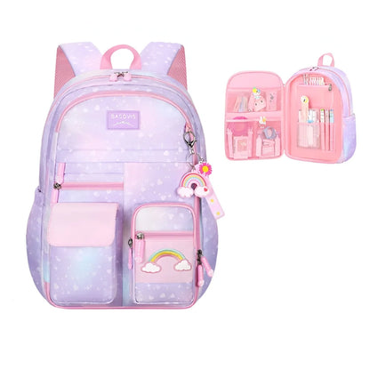 Regenbogen Rainbow Mädchen Rucksack Backpack Tasche Schultasche Lila - WS-Trend.de