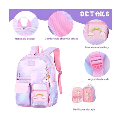 Regenbogen Rainbow Mädchen Rucksack Backpack Tasche Schultasche Lila - WS-Trend.de