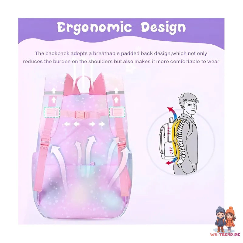 Regenbogen Rainbow Mädchen Rucksack Backpack Tasche Schultasche Lila - WS-Trend.de