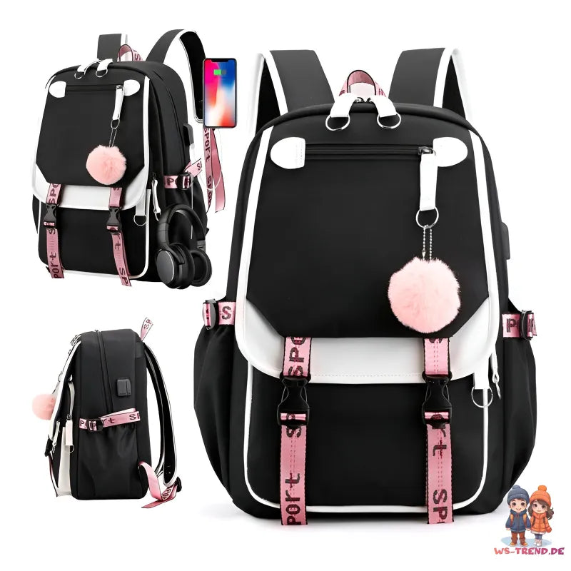 Puschel Mädchen Rucksack Backpack Tasche Schultasche 46 x 29 16 cm - WS-Trend.de
