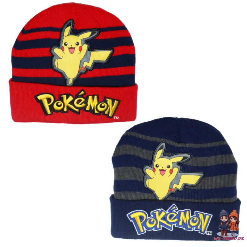 Anime Pokemon Pikachu Jungen Herbst Wintermütze bestickt Gr. 54/56 - WS-Trend.de