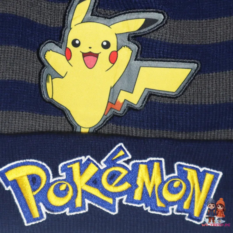 Anime Pokemon Pikachu Jungen Herbst Wintermütze bestickt Gr. 54/56 - WS-Trend.de