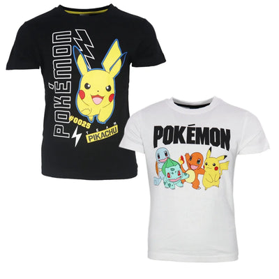 Pokémon Pikachu and Friends Kinder kurzarm T-Shirt - WS-Trend.de Kurzarm Shirt Baumwolle 110 bis 152 Weiß Schwarz