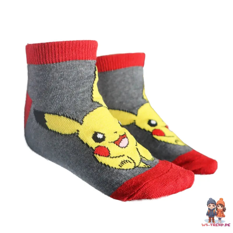 Pokemon Pikachu Kinder Jungen Sneaker kurze Socken 3er Pack Gr. 23 bis 34 - WS-Trend.de