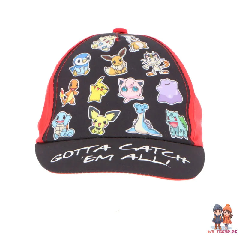 Pokemon Pikachu and Friends Jungen Kinder Basecap - WS-Trend.de Baseball Kappe Mütze Gr. 54 56
