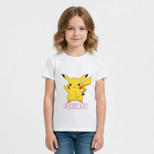 Pokémon Pikachu Mädchen Kinder T-Shirt - WS-Trend.de Pokemon Kurzarm Shirt Baumwolle 110 bis 152 Weiß Rosa
