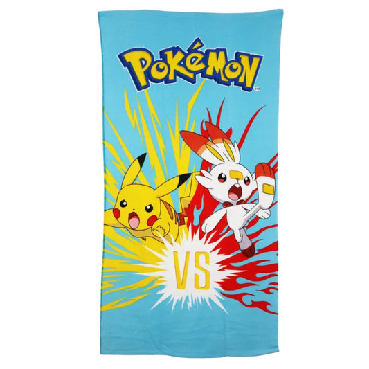 Pokemon Pikachu vs HOPPLO Mikrofaser Badetuch Strandtuch Duschtuch XL 70x140 cm - WS-Trend.de
