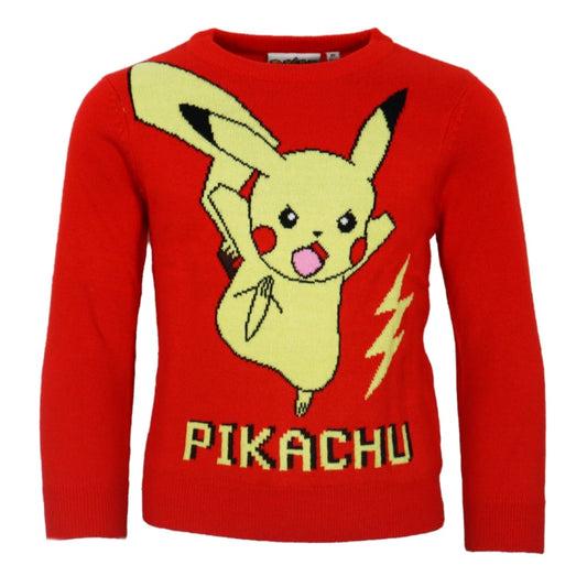 Pokemon Pikachu Kinder Jungen langarm Pulli Pullover Sweater - WS-Trend.de 116-152 Rot